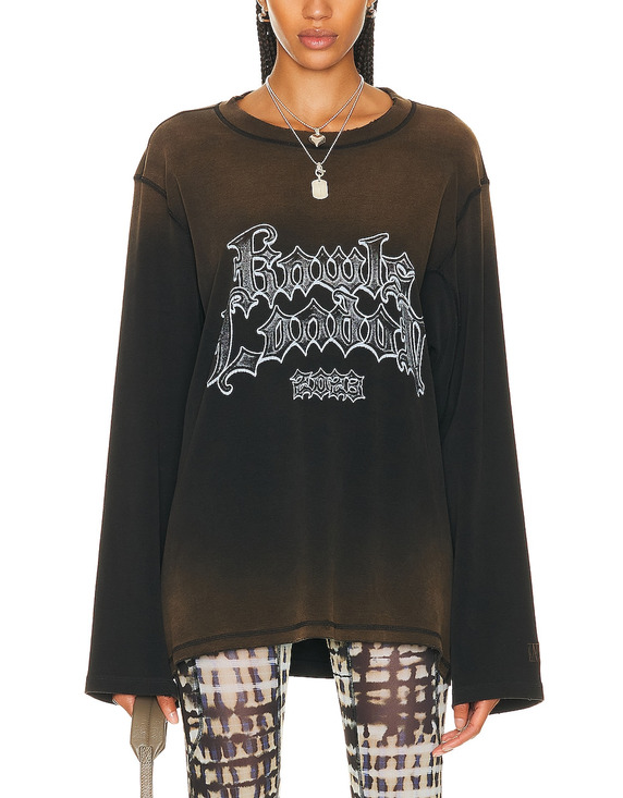 Knowles Tops - Knwls Oversized Black Dark Wash Long Sleeve T Shirt Size XS